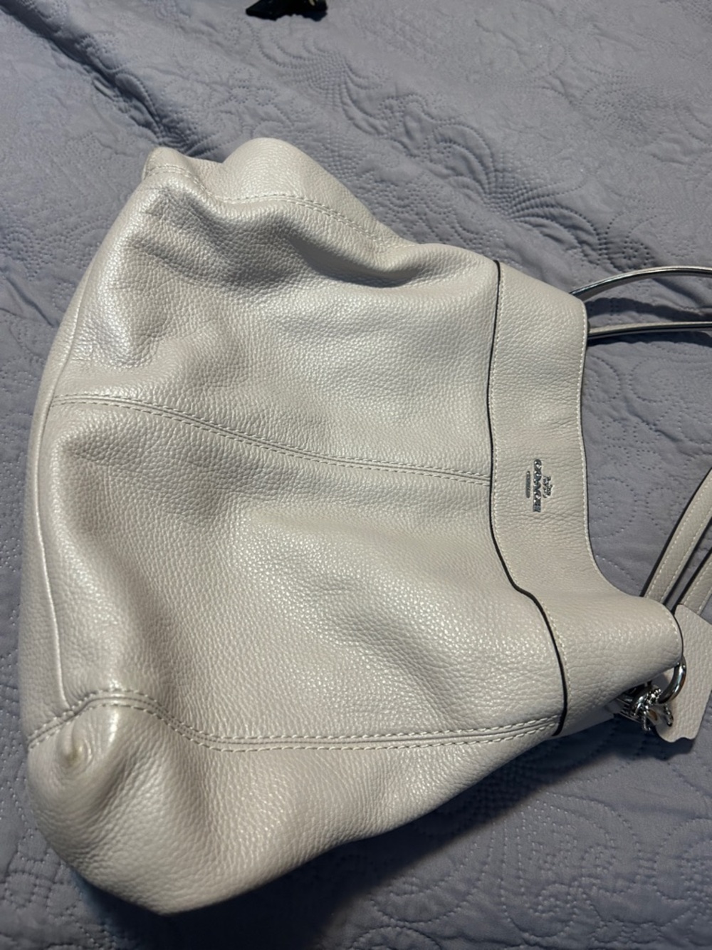 Coach Pebbled Leather Shoulder Bag in Light Gray